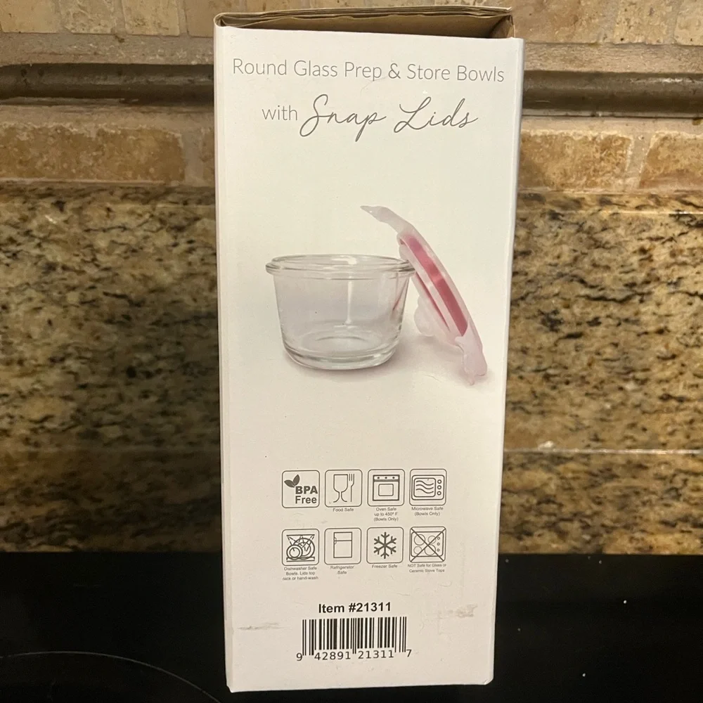 Round Glass Prep & Store Bowls with Snap Lids - Clear - Picture 3 of 3